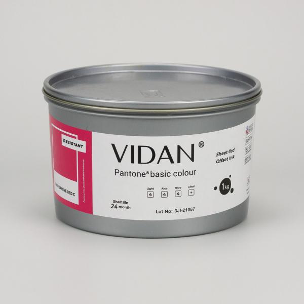Vidan Pantone Rhodamine Red C Resistant - стойкая офсетная краска для листовой печати, 1кг